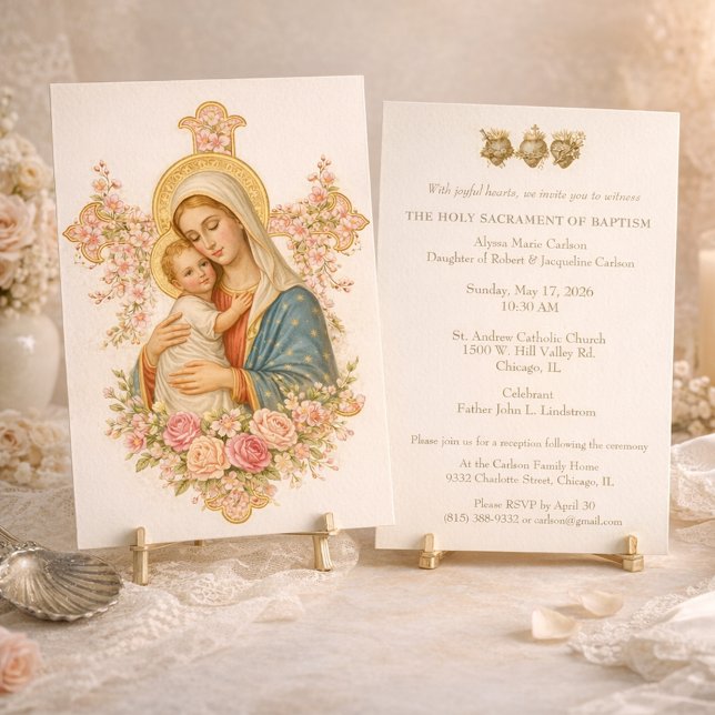Invitation Baptême catholique Marie Jésus (Créateur téléchargé)