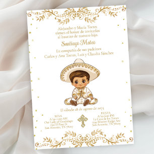 Invitation Baptême Charro Or Espagnol