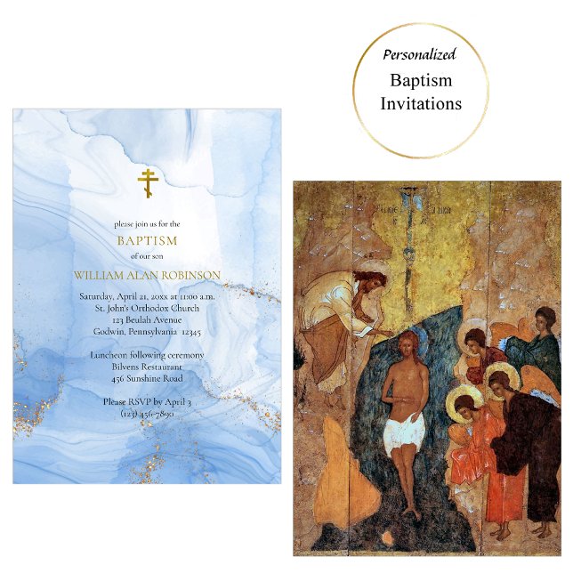 Invitation Baptême chrétien orthodoxe de la Source de Vie Éte (Créateur téléchargé)