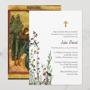 Invitation Baptême chrétien orthodoxe Fleurs de printemps