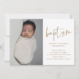 Invitation Baptême & Christening de style écriture élégante