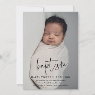 Invitation Baptême & Christening de style écriture moderne re
