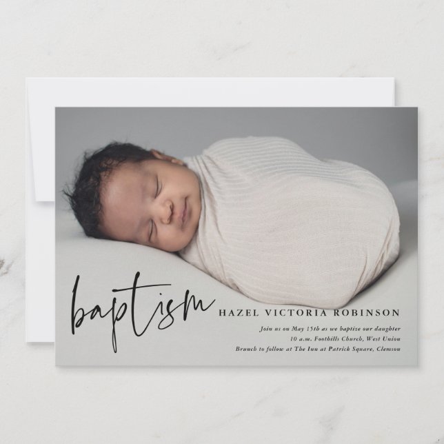Invitation Baptême & Christening de style moderne religieux (Devant)