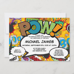 Invitation Baptême Christening Fun Modern Comédie