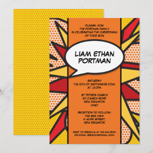 Invitation Baptême Christening Moderne Typographique Amusante