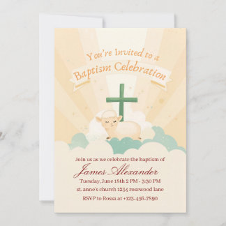 Invitation Baptême Classique de Bébé Modifiable 