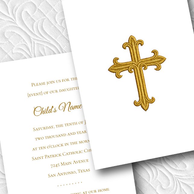Invitation Baptême Confirmation 1ère communion Gold Cross (Créateur téléchargé)