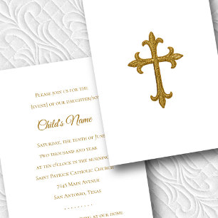 Invitation Baptême Confirmation 1ère communion Gold Cross 2