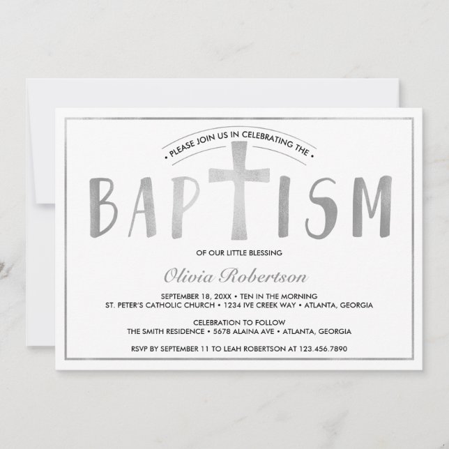 Invitation Baptême, Contemporain, Faux Foil (Devant)
