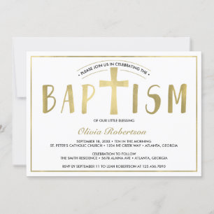 Invitation Baptême, Contemporain, Or Faux