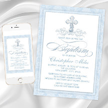 Baptême croisé bleu Damas