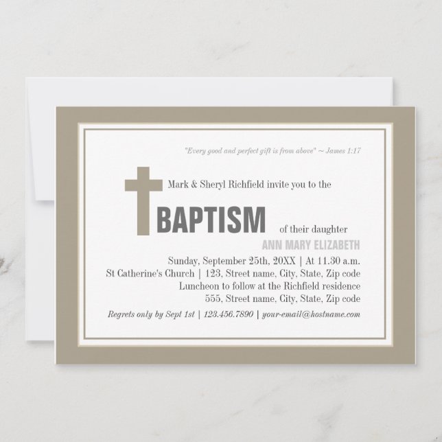Invitation Baptême croisé Brown (Devant)