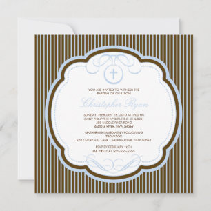 Invitation Baptême croisé doux et Brown pour les garçons