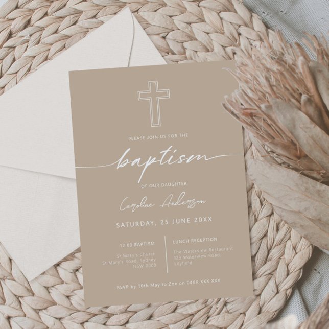Invitation Baptême croisé simple minimaliste (Créateur téléchargé)