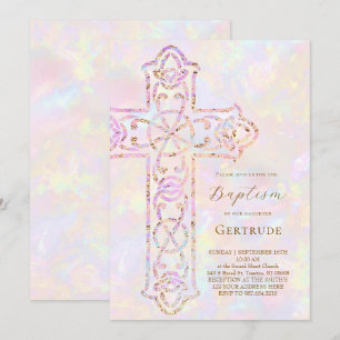 Invitation baptême croix élégante