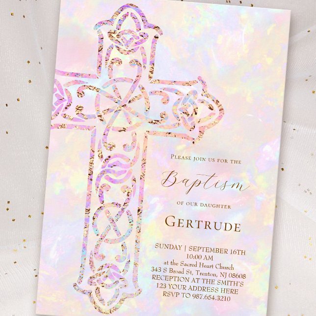 Invitation baptême croix élégante (Créateur téléchargé)