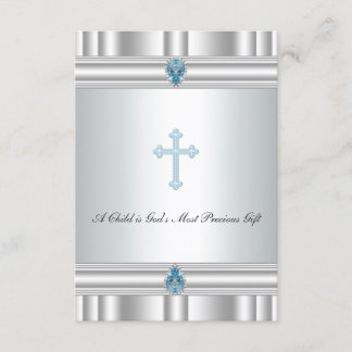 Invitation Baptême Croix Grise et Bleue