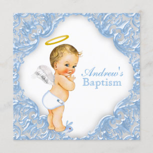 Invitation Baptême d'ange pour garçons