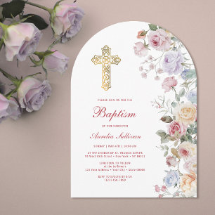 Invitation Baptême d'arche de roses