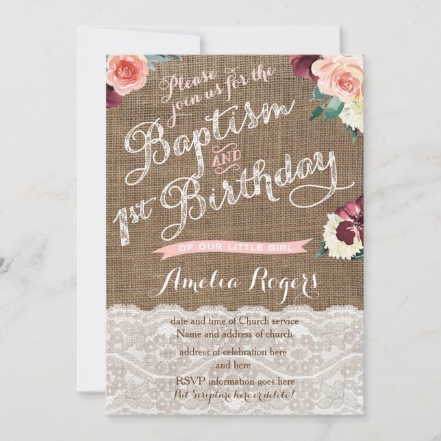 Invitation Baptême D'Automne Première Fête D'Anniversaire Pou (Devant)