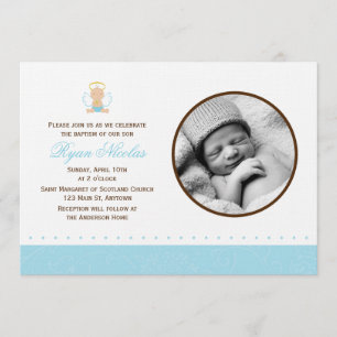 Invitation Baptême de bébé doux photo de garçon