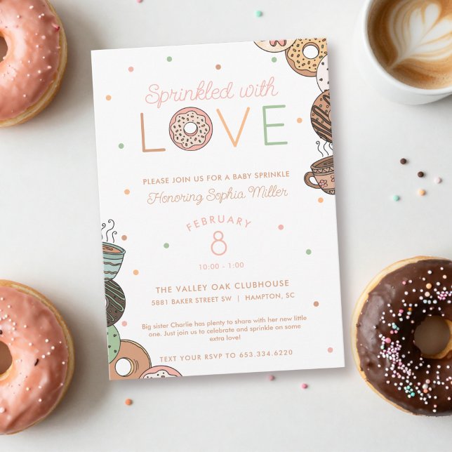 Invitation Baptême de bébé en Sprinkles avec amour (Créateur téléchargé)
