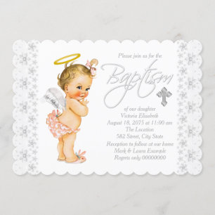 Invitation Baptême de bébé fille ange adorable