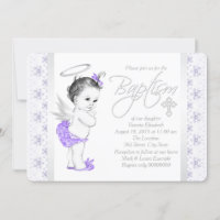 Baptême de bébé fille ange dentelle violette