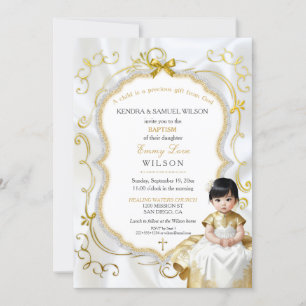 Invitation Baptême de bébé fille asiatique Communion Christen