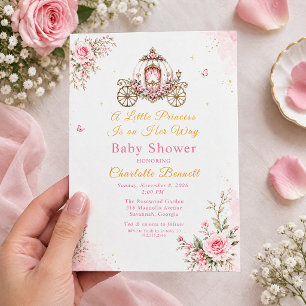 Invitation Baptême de Bébé Fille Carrosse Princesse Florale R