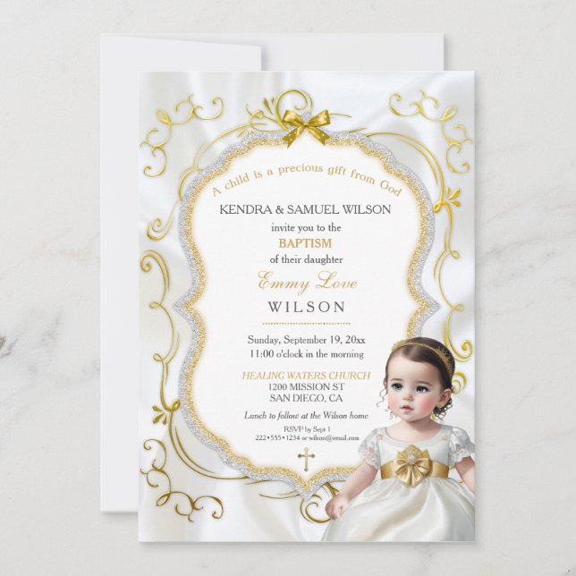 Invitation Baptême de bébé fille Communion Christening Bible (Devant)