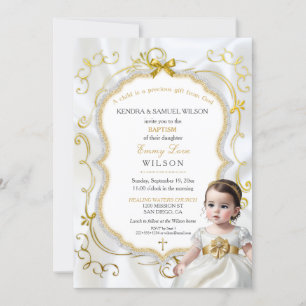 Invitation Baptême de bébé fille Communion Christening Bible