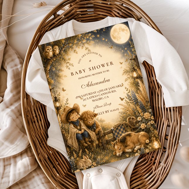 Invitation Baptême de bébé garçon Western Boho (Créateur téléchargé)
