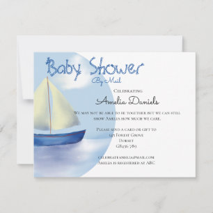 Invitation Baptême de bébé : joli petit voilier bleu par la p