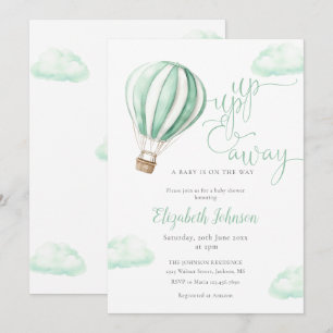 Invitation Baptême de Bébé Montgolfière Neutre Up And Away