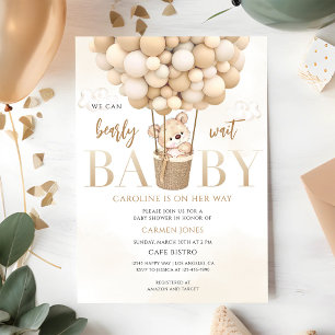 Invitation Baptême de Bébé Montgolfière Ours en Peluche