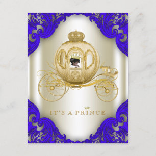 Invitation Baptême de bébé prince au bleu royal et or