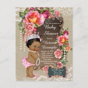 Invitation Baptême de bébé princesse ethnique perle et dentel