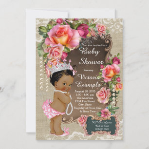 Invitation Baptême de bébé princesse ethnique perle et dentel