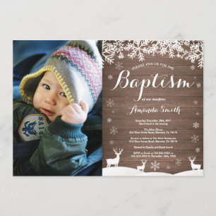 Invitation Baptême de cerfs d'hiver rustique