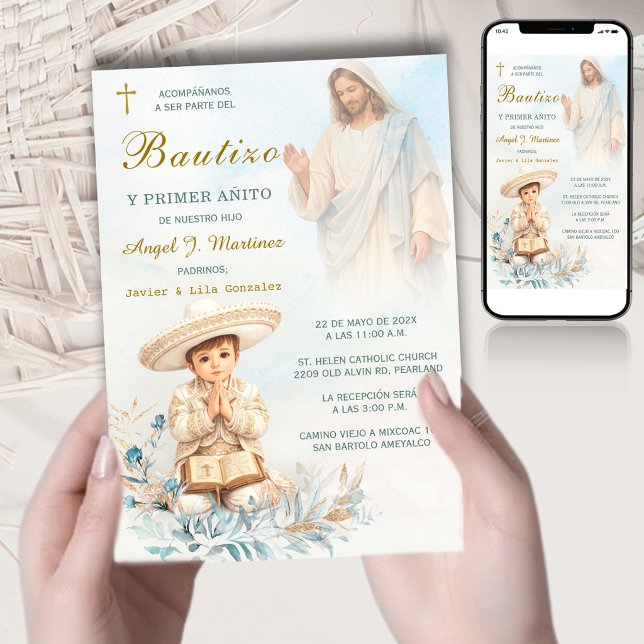 Invitation Baptême de charro et premier anniversaire d'un gar (Créateur téléchargé)