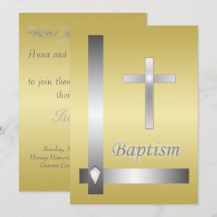 Invitation Baptême de Croix d'argent élégant