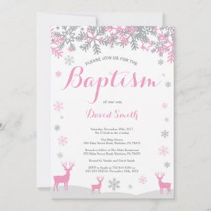 Invitation Baptême de fille de cerfs d'hiver