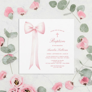 Invitation Baptême de fille de garçon rose