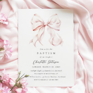 Invitation Baptême de fille rose