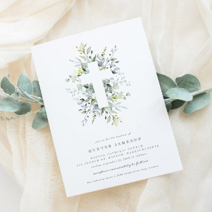 Invitation Baptême de fleurs bleues Dusty
