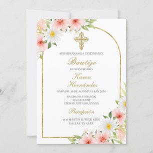 Invitation Baptême de fleurs de printemps espagnol
