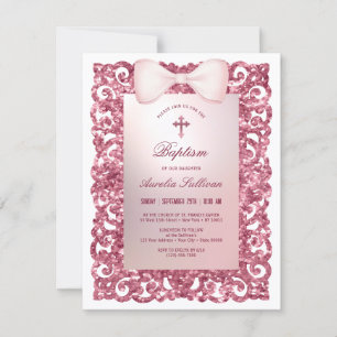 Invitation Baptême de fond de Parties scintillant rose