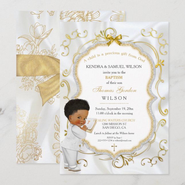 Invitation Baptême de garçon Bébé Communion Christening Bible (Devant / Derrière)
