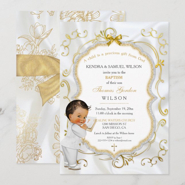 Invitation Baptême de garçon Bébé Communion Christening Bible (Devant / Derrière)